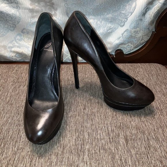 BRIAN ATWOOD Platform Heels BROWN / BLACK Glitter - Sz 10 (EU 41) Very nice! - Picture 1 of 16